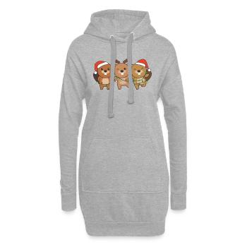 Biber Weihnachten Weihnachtstiere süße Biber - Hoodie-Kleid - Grau meliert - Vorne