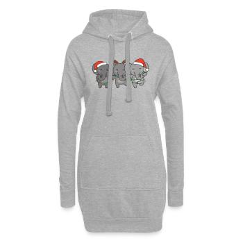 Elefant Weihnachten Weihnachtstiere süße Elefanten - Hoodie-Kleid - Grau meliert - Vorne