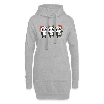 Panda Noël Animaux de Noël Pandas mignons - Sweat-shirt à capuche long Femme - gris chiné - Devant