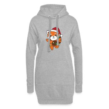 Rote Panda Weihnachten Winter Tiere Rote Pandas - Hoodie-Kleid - Grau meliert - Vorne