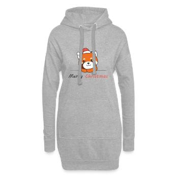 Panda rouge Noël Neige Hiver Animaux Pandas - Sweat-shirt à capuche long Femme - gris chiné - Devant