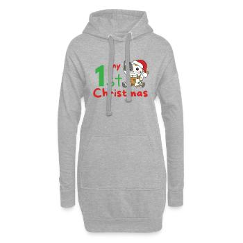 Chat de Noël Chats mon 1er Noël - Sweat-shirt à capuche long Femme - gris chiné - Devant