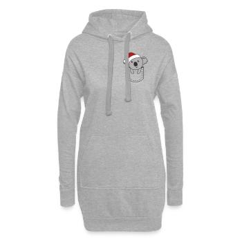 Joyeux Noël doux koala dans la poche de poitrine - Sweat-shirt à capuche long Femme - gris chiné - Devant