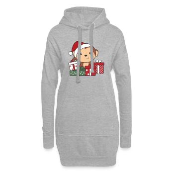 Affe Weihnachten Geschenk Winter Tiere Affen - Hoodie-Kleid - Grau meliert - Vorne