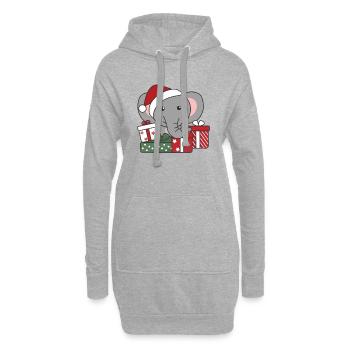 Éléphant Cadeau de Noël Animaux d’hiver Éléphant - Sweat-shirt à capuche long Femme - gris chiné - Devant