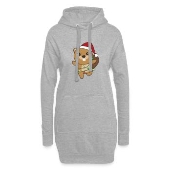 Castor Noël Animaux d’hiver Castor - Sweat-shirt à capuche long Femme - gris chiné - Devant
