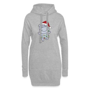 Hippo Weihnachten Winter Tiere Hippos - Hoodie-Kleid - Grau meliert - Vorne