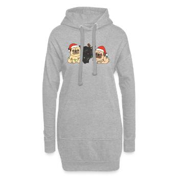 Carlin Noël Animaux Chiens mignons - Sweat-shirt à capuche long Femme - gris chiné - Devant