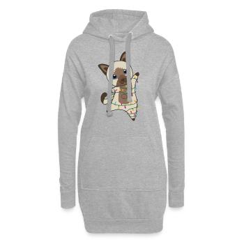 Katze Weihnachten Schnee Winter Tiere Katzen - Hoodie-Kleid - Grau meliert - Vorne