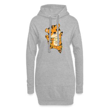 tigre noël neige hiver animaux tigre - Sweat-shirt à capuche long Femme - gris chiné - Devant