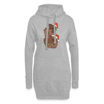 Ours Arbre de Noël Animaux de Noël Ours - Sweat-shirt à capuche long Femme - gris chiné - Devant