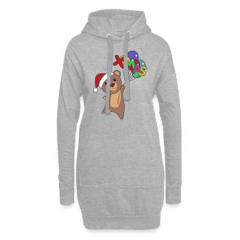 Ours Joyeux Noël Hiver Animaux Ours - Sweat-shirt à capuche long Femme - gris chiné - Devant