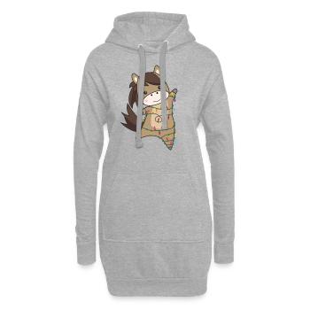 Cheval Poney Noël Neige Hiver Animaux Chevaux - Sweat-shirt à capuche long Femme - gris chiné - Devant