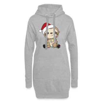 Faultier Weihnachten Winter Tiere Faultiere - Hoodie-Kleid - Grau meliert - Vorne