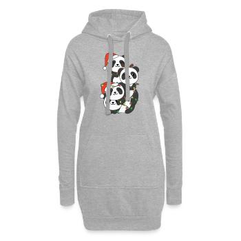 Panda Arbre de Noël Animaux de Noël Pandas - Sweat-shirt à capuche long Femme - gris chiné - Devant