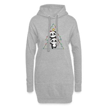 Panda Arbre de Noël Animaux de Noël Pandas - Sweat-shirt à capuche long Femme - gris chiné - Devant