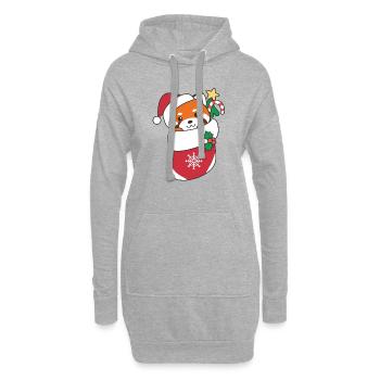 Panda rouge Noël Neige Hiver Animaux Panda - Sweat-shirt à capuche long Femme - gris chiné - Devant
