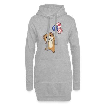 Cochon d’Inde vole ballons usa animaux mignons - Sweat-shirt à capuche long Femme - gris chiné - Devant