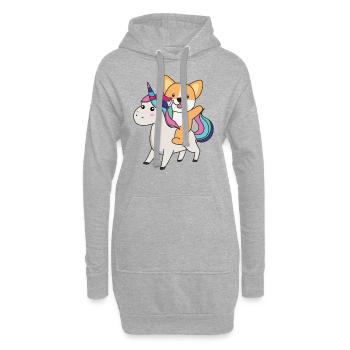 Corgi Einhorn süße Tiere Einhörner hunde - Hoodie-Kleid - Grau meliert - Vorne