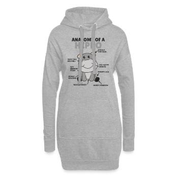 douce Hippopotame explication Anatomie d’un hippopotame - Sweat-shirt à capuche long Femme - gris chiné - Devant