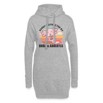 Bubble Tea Axolotl Chocolat Animaux mignons Boba - Sweat-shirt à capuche long Femme - gris chiné - Devant