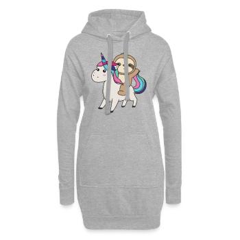 Paresseux Licorne Animaux mignons Licornes Paresseux - Sweat-shirt à capuche long Femme - gris chiné - Devant
