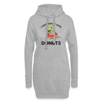 Süßer Dino T-Rex lustige Tiere in Donut Wortspiel - Hoodie-Kleid - Grau meliert - Vorne