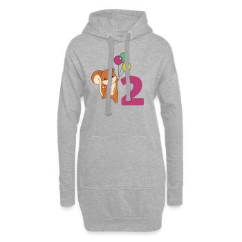 Eichhörnchen zweiter Geburtstag Luftballons Kinder - Hoodie-Kleid - Grau meliert - Vorne