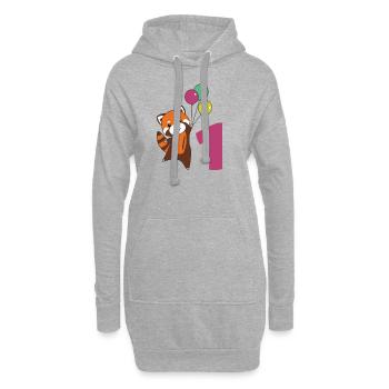 Red Panda First Birthday Balloons Enfants - Sweat-shirt à capuche long Femme - gris chiné - Devant