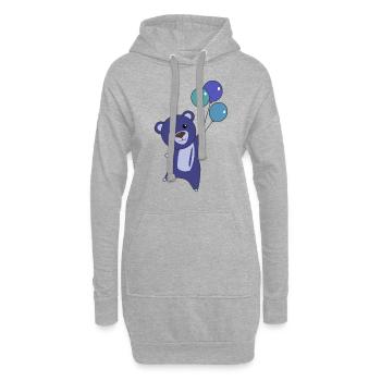 Bär blau fliegt mit Ballons süße Tiere Bären - Hoodie-Kleid - Grau meliert - Vorne