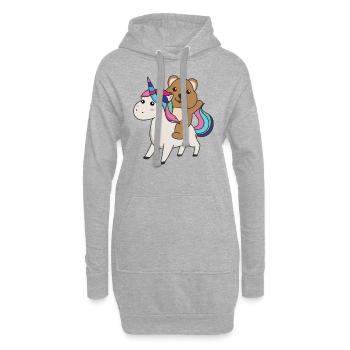Quokka Einhorn süße Tiere Einhörner Quokkas - Hoodie-Kleid - Grau meliert - Vorne