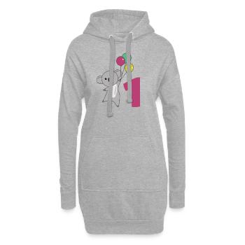 Ballons de premier anniversaire Koala pour enfants - Sweat-shirt à capuche long Femme - gris chiné - Devant