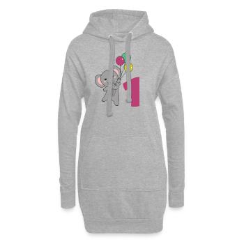 Ballons de premier anniversaire d’éléphant pour enfants - Sweat-shirt à capuche long Femme - gris chiné - Devant