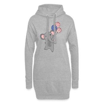 éléphant vole ballons usa animaux mignons éléphants - Sweat-shirt à capuche long Femme - gris chiné - Devant