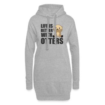 La vie est meilleure avec la loutre - loutre douce - Sweat-shirt à capuche long Femme - gris chiné - Devant