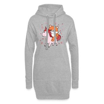 Fuchs mit Einhorn Herzen Lieblingstier Herz - Hoodie-Kleid - Grau meliert - Vorne