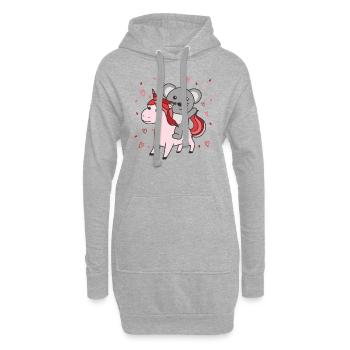 Maus mit Einhorn Herzen Lieblingstier Herz - Hoodie-Kleid - Grau meliert - Vorne