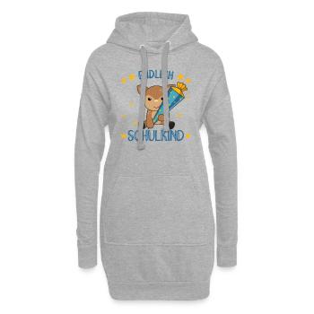 Endlich Schulkind Reh Schultüte Schule Einschulung - Hoodie-Kleid - Grau meliert - Vorne