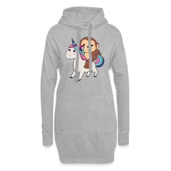 singe licorne mignons animaux licornes singes - Sweat-shirt à capuche long Femme - gris chiné - Devant