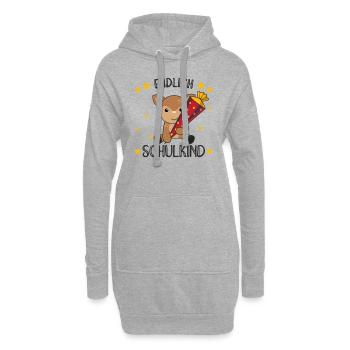 Endlich Schulkind Reh Schultüte Schule Einschulung - Hoodie-Kleid - Grau meliert - Vorne