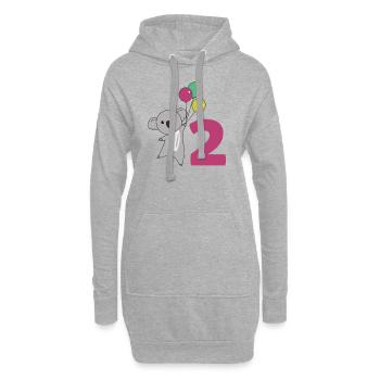 Koala zweiter Geburtstag Luftballons für Kinder - Hoodie-Kleid - Grau meliert - Vorne