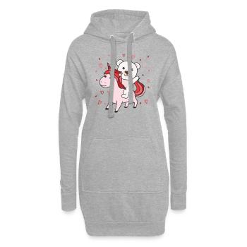 Ours polaire avec des cœurs de licorne cœur animal préféré - Sweat-shirt à capuche long Femme - gris chiné - Devant
