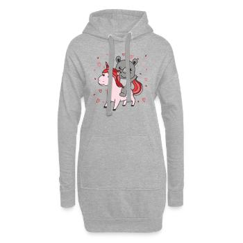 Rhinocéros avec cœurs de licorne Cœur animal préféré - Sweat-shirt à capuche long Femme - gris chiné - Devant