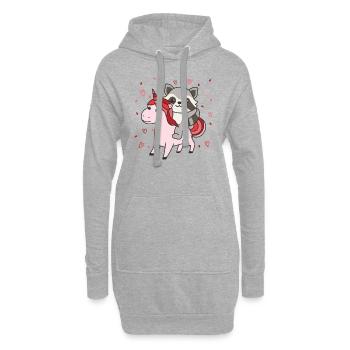 raton laveur avec cœurs de licorne Cœur d’animal préféré - Sweat-shirt à capuche long Femme - gris chiné - Devant
