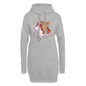 Cerf avec cœur de licorne Cœur animal préféré - Sweat-shirt à capuche long Femme - gris chiné - Devant