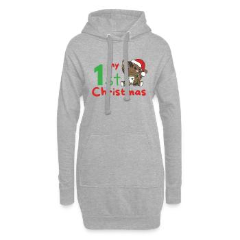 Chat de Noël Chats mon 1er Noël - Sweat-shirt à capuche long Femme - gris chiné - Devant