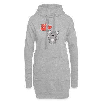 Souris pour la Saint-Valentin animaux mignons avec des cœurs - Sweat-shirt à capuche long Femme - gris chiné - Devant