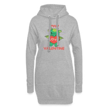 Drache zum Valentinstag süße Tiere mit Herzen - Hoodie-Kleid - Grau meliert - Vorne