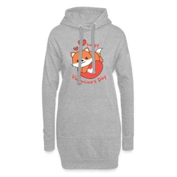 Fuchs zum Valentinstag süße Tiere mit Herzen - Hoodie-Kleid - Grau meliert - Vorne
