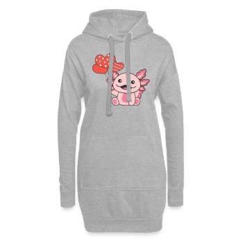 Axolotl zum Valentinstag süße Tiere mit Herzen - Hoodie-Kleid - Grau meliert - Vorne